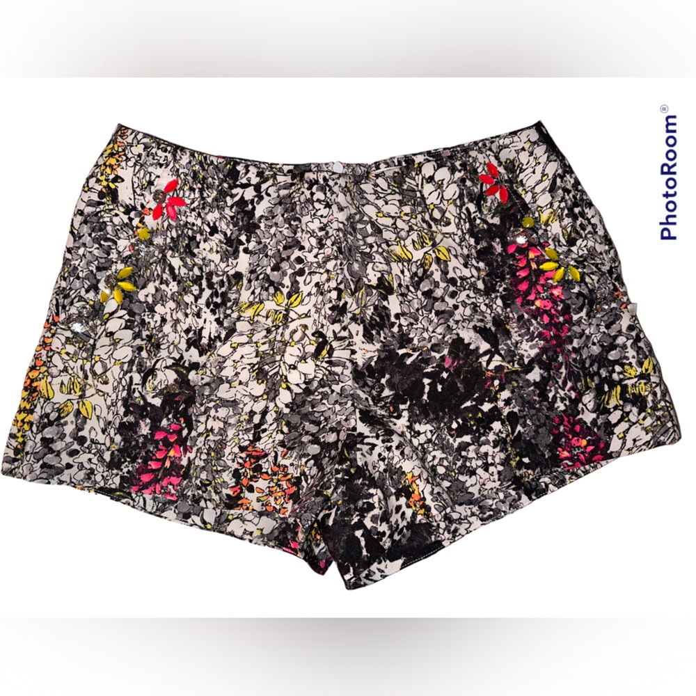 J.O.A. Pattern Shorts with Gem Detail